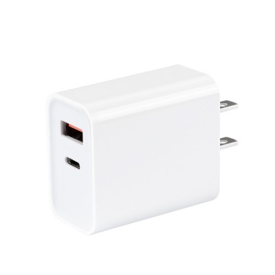 18W Dual Port Wall Charger with QC 3.0 USB Fast Charger for iPhone 11 Pro Max XR XS X iPad Pro Air